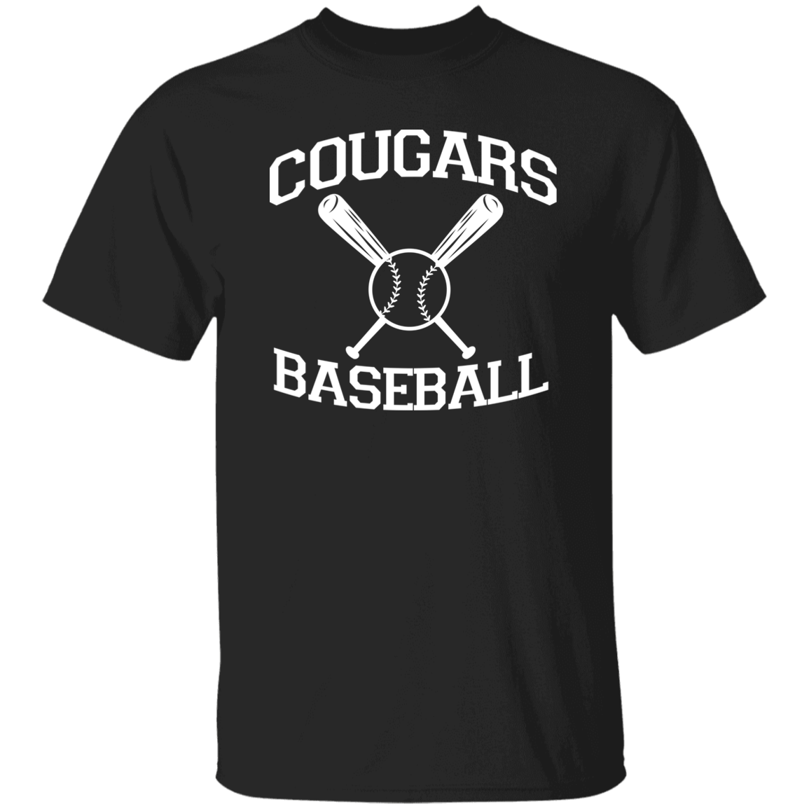 Cougars Baseball White Print T-Shirt