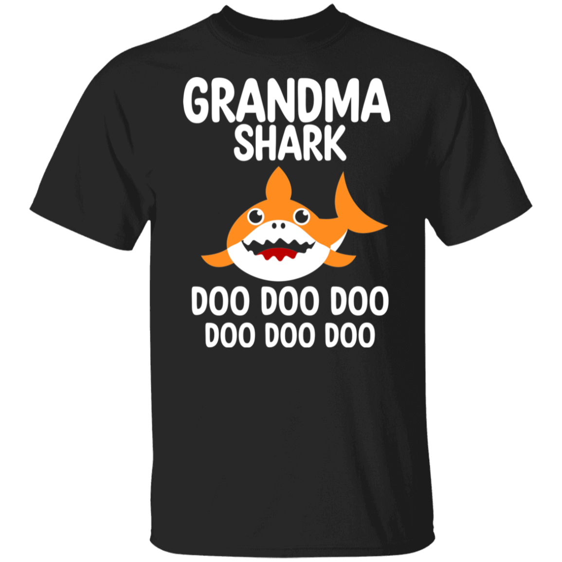 Grandma Shark White Print T-Shirt