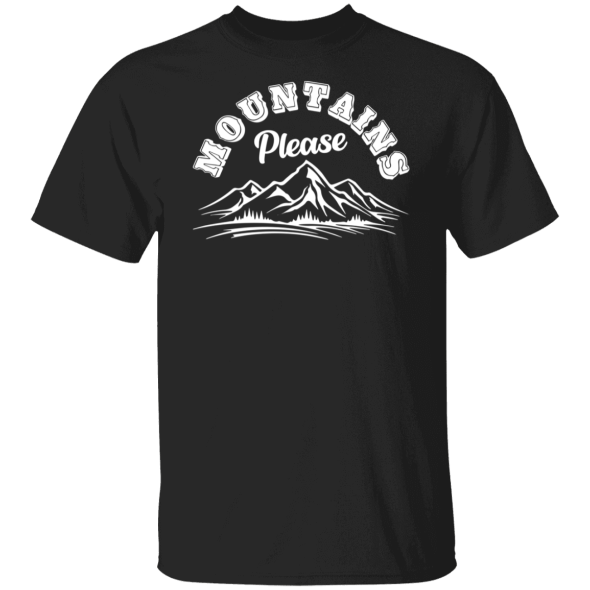 Mountains Please White Print T-Shirt