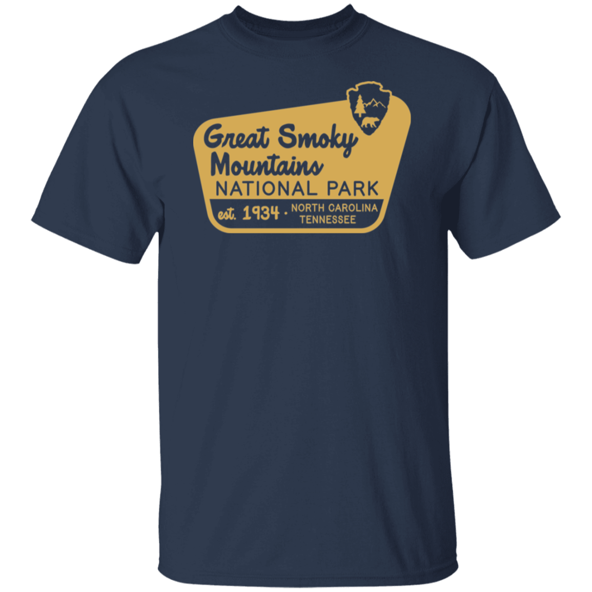 Great Smoky Mountains Sign Tan Print T-Shirt