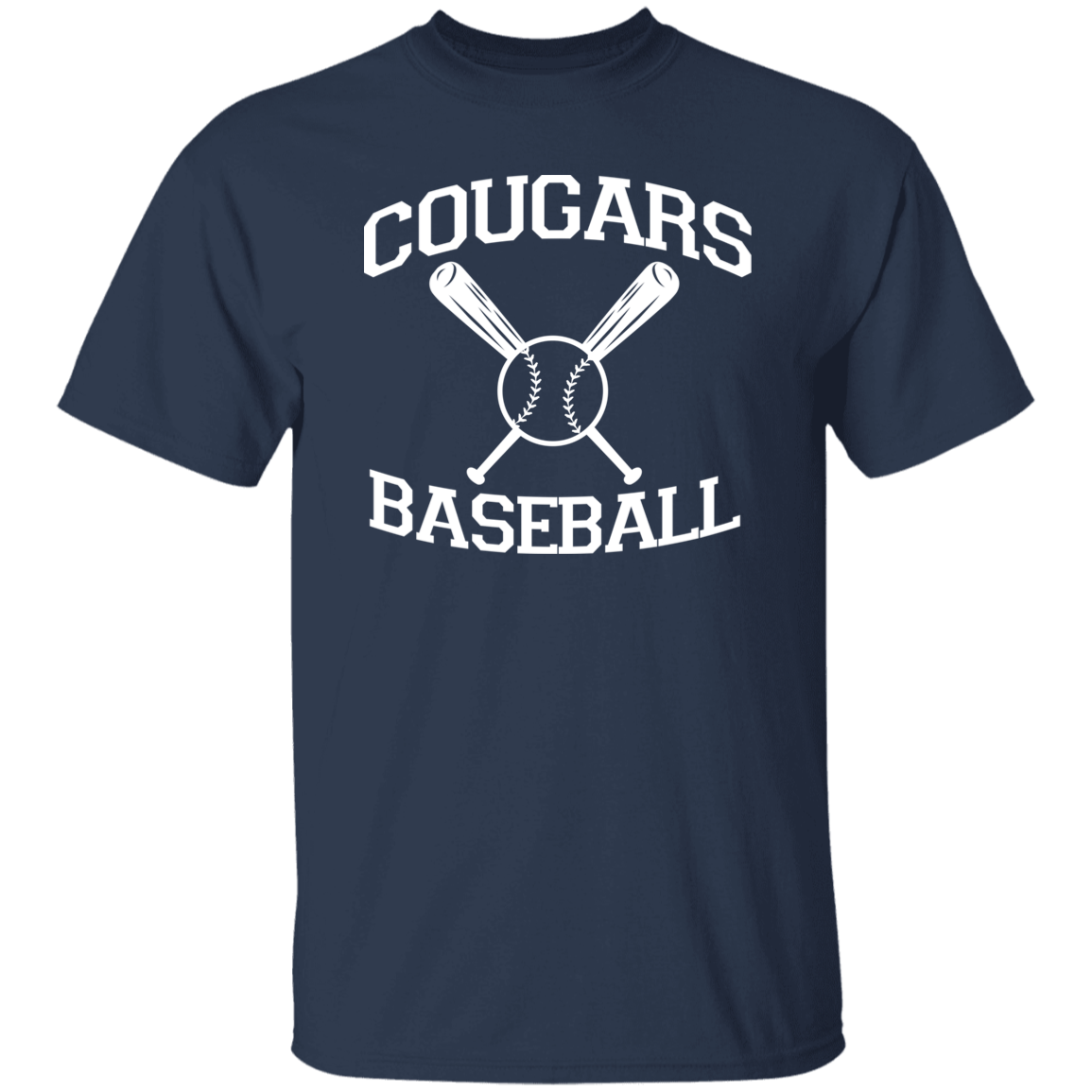 Cougars Baseball White Print T-Shirt