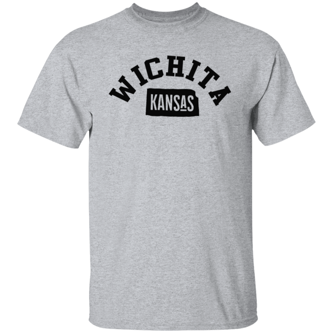 Wichita Kansas Circular Black Print T-Shirt