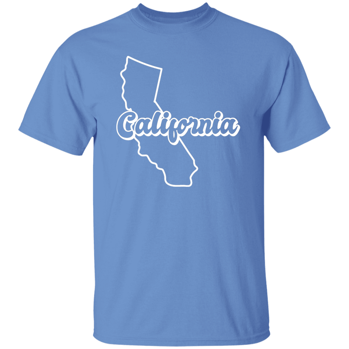 California State Outline White Print T-Shirt