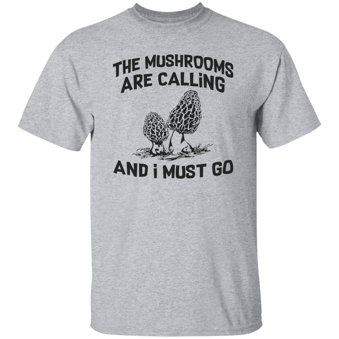 The Mushrooms Are Calling Black Print T-Shirt