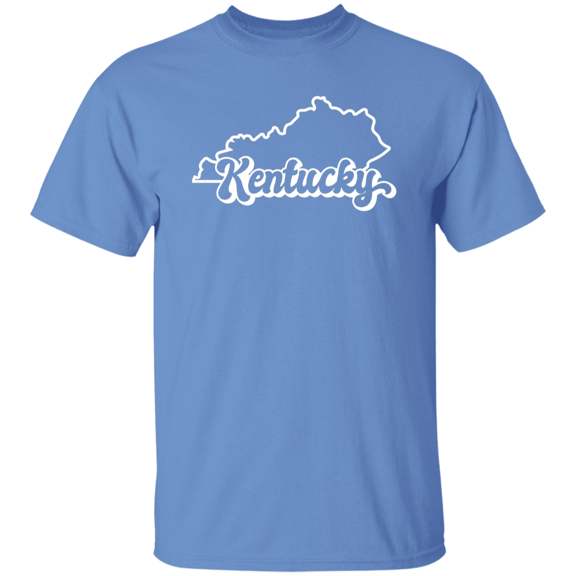 Kentucky State Outline White Print T-Shirt