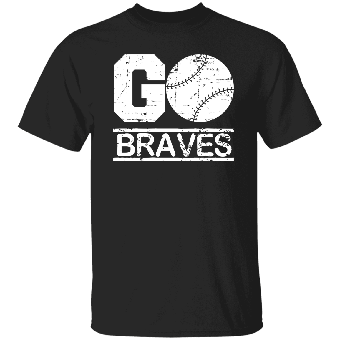 Go Braves Baseball White Print T-Shirt