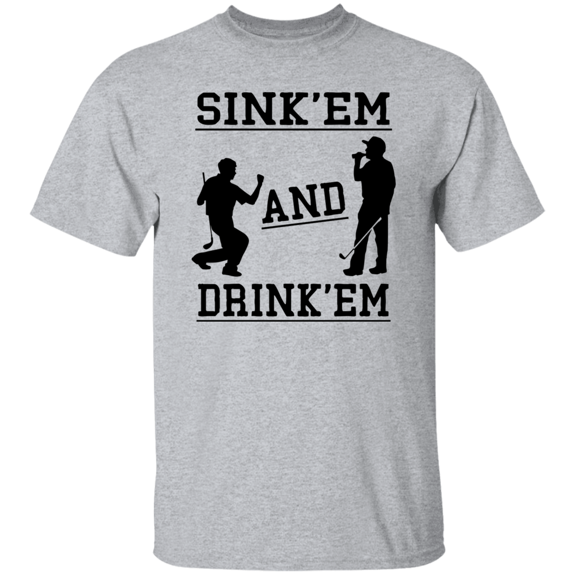 Sink'em And Drink'em Golf Black Print T-Shirt