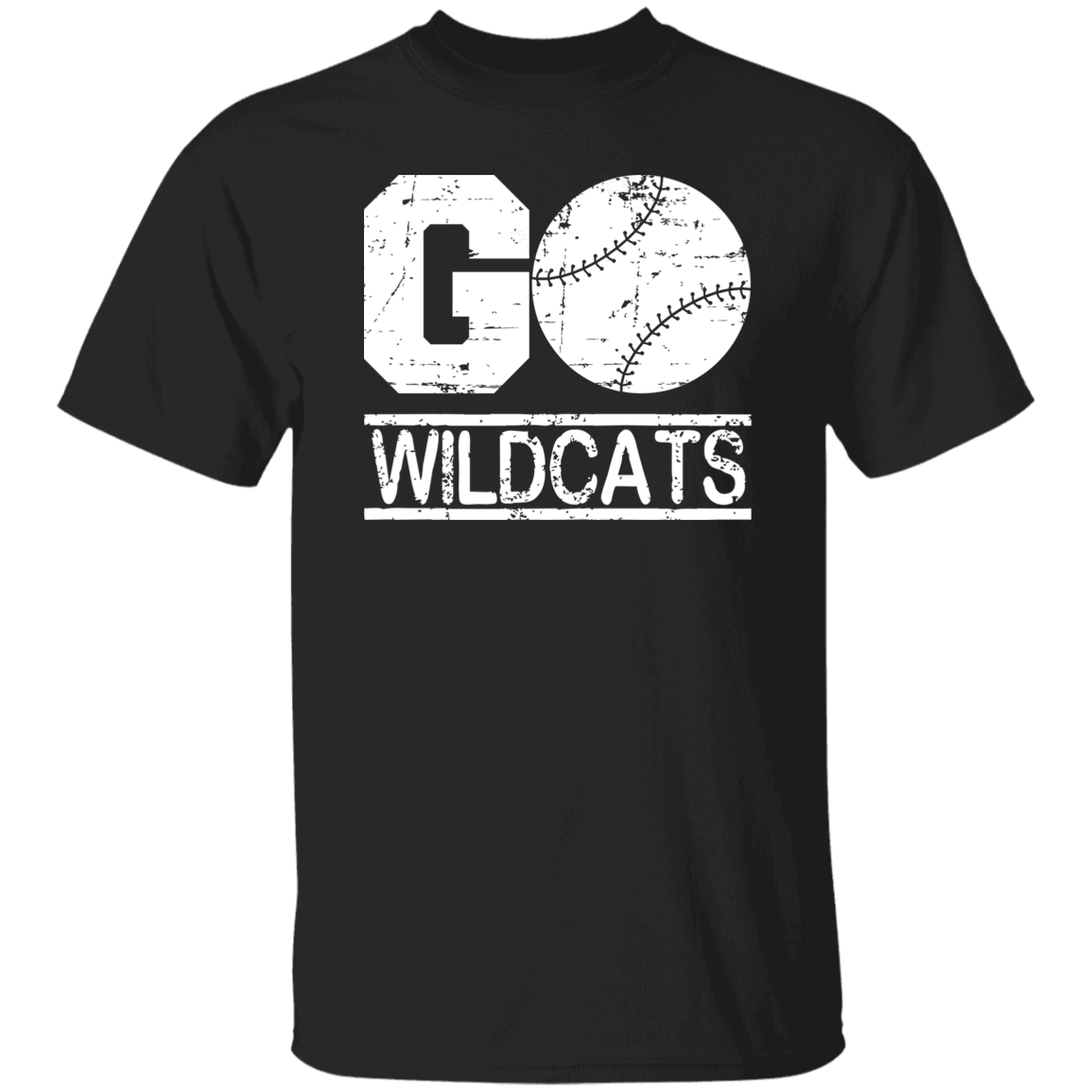 Go Wildcats Baseball White Print T-Shirt