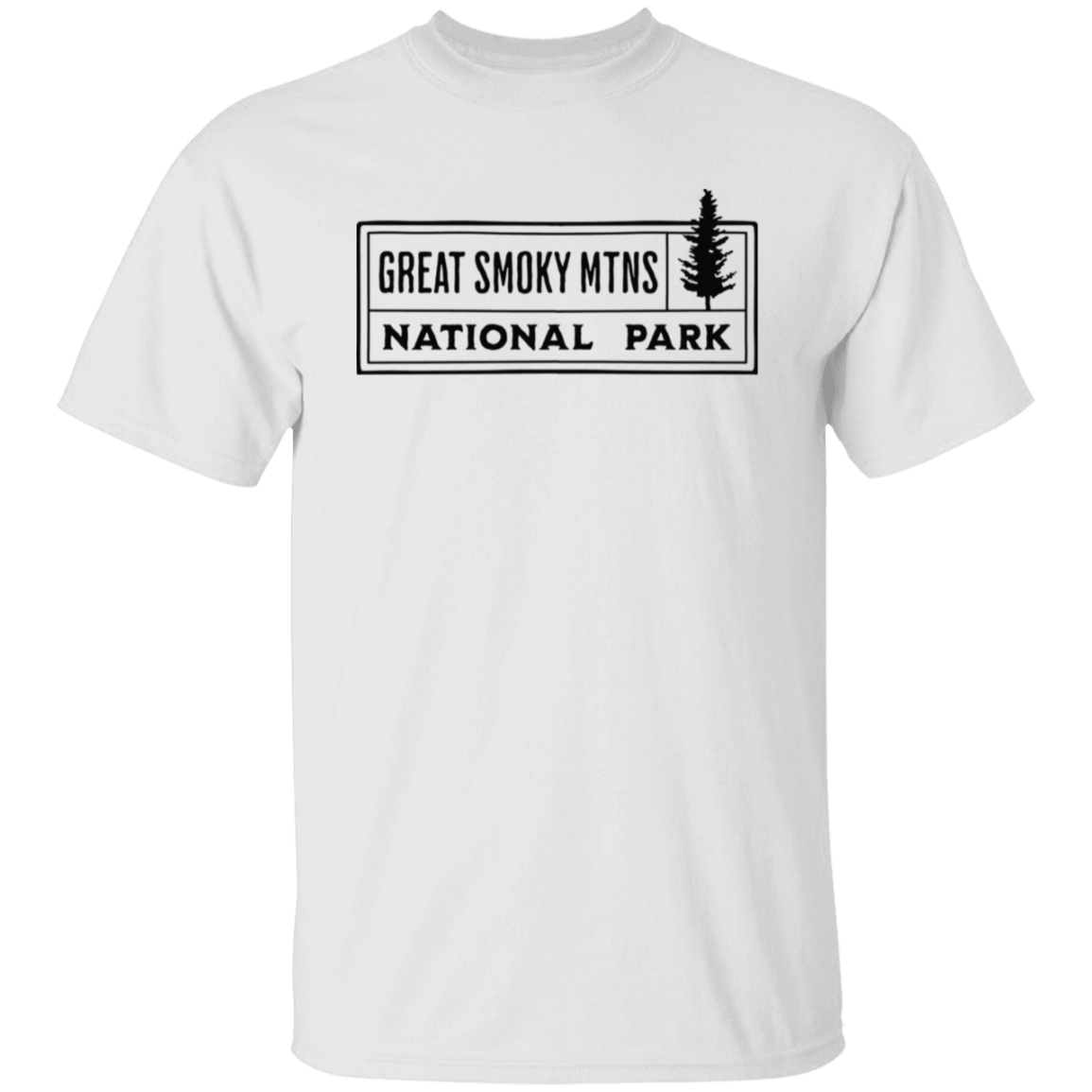 Great Smoky Mtns Tree Black Print T-Shirt