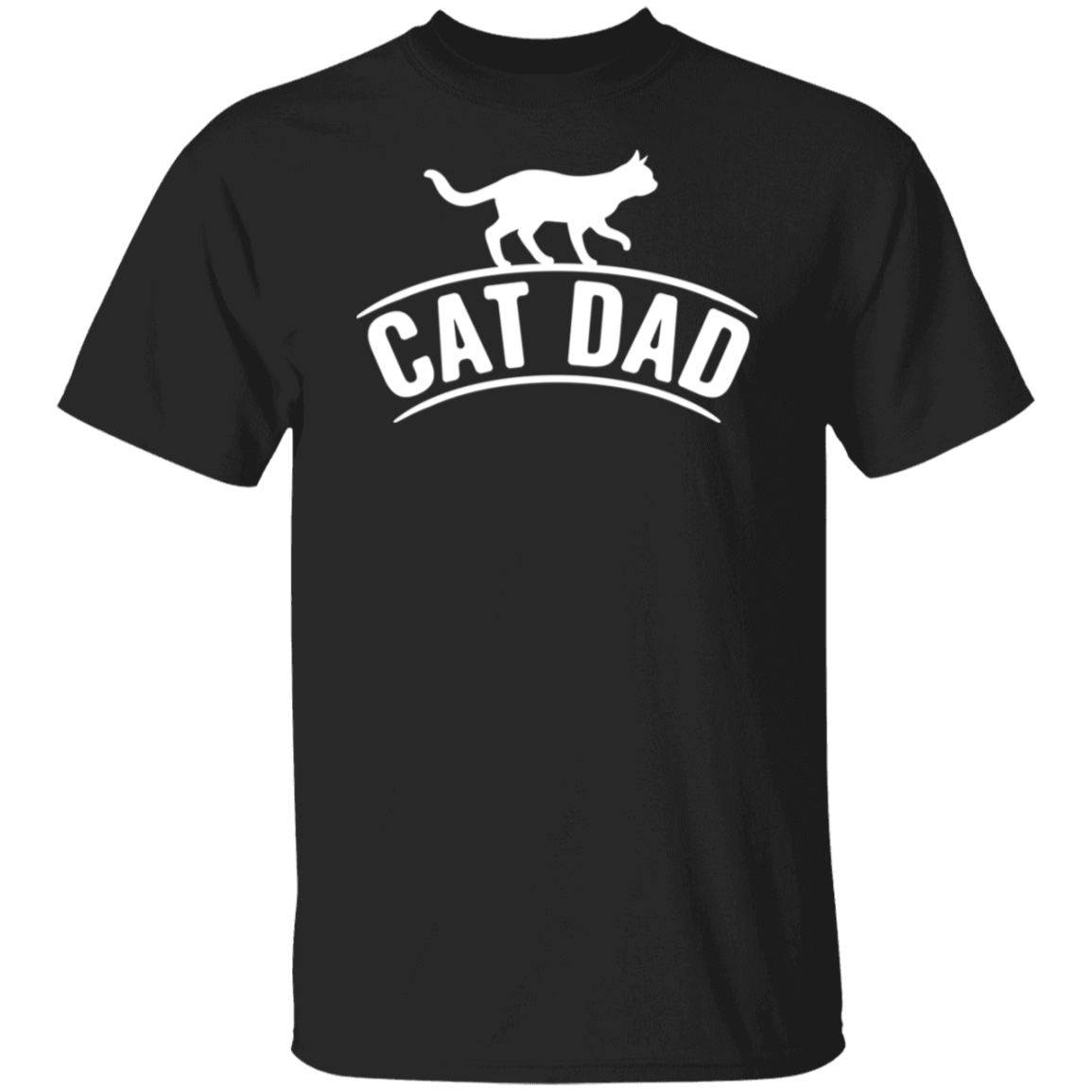 Cat Dad White Print T-Shirt