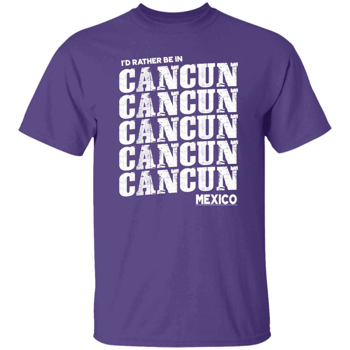 I'd Rather Be In Cancun Mexico White Print T-Shirt