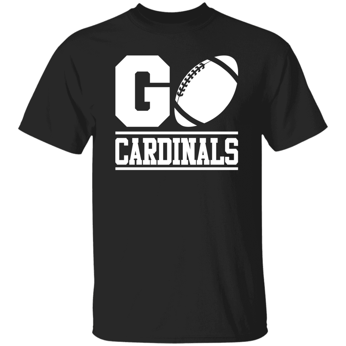 Go Cardinals Football White Print T-Shirt