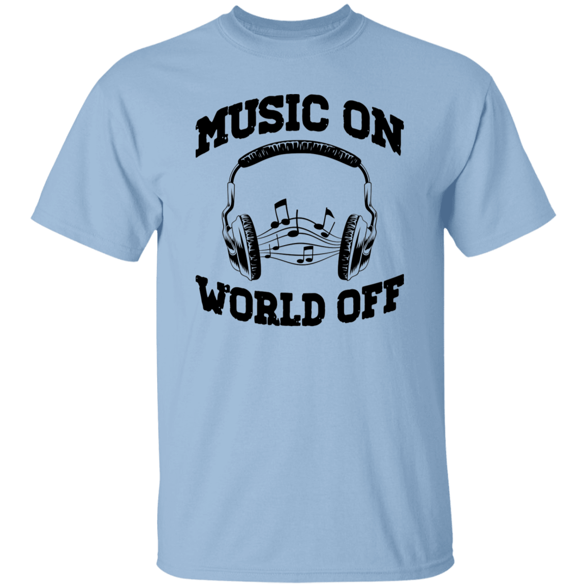 Music On World Off Black Print T-Shirt