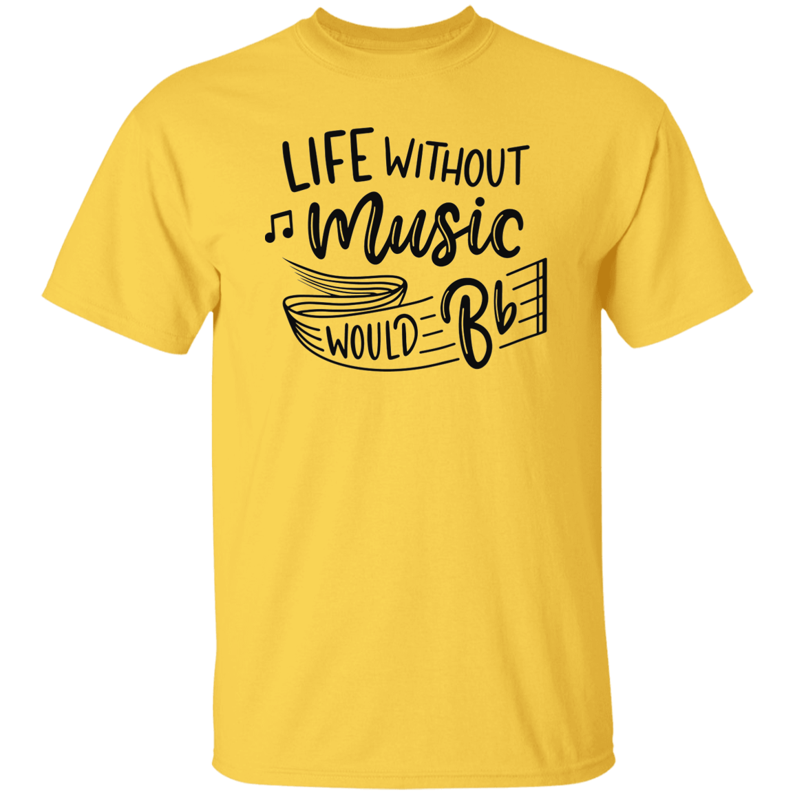 Life Without Music Would Be Flat Black Print T-Shirt