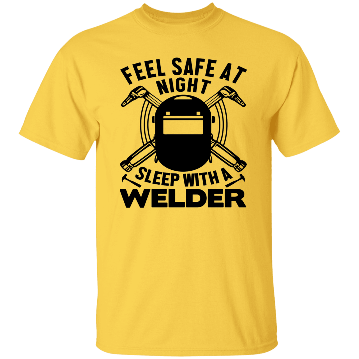 Feel Safe At Night Welder Black Print T-Shirt