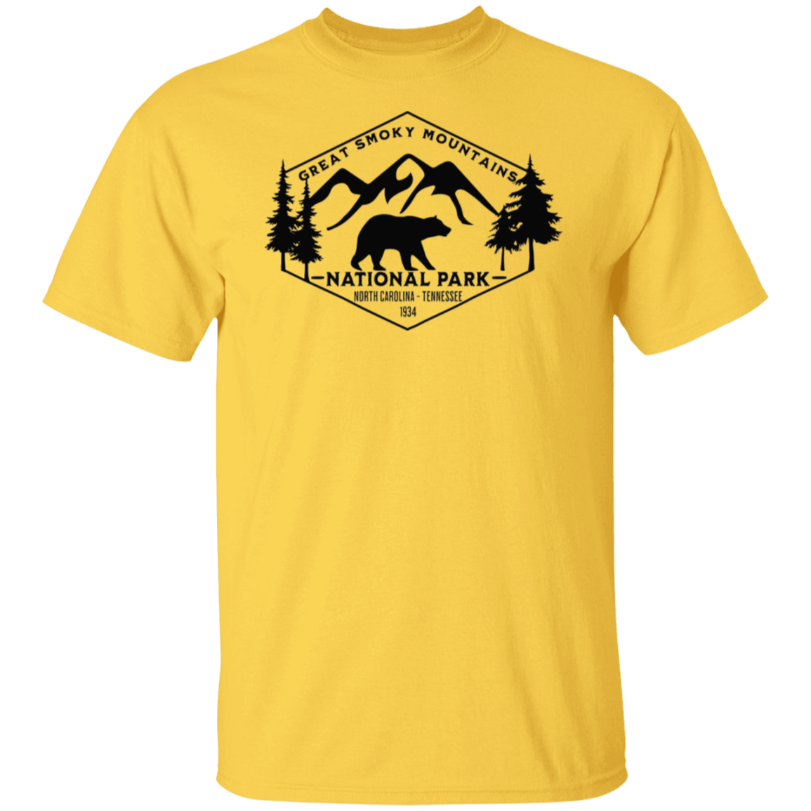 Great Smoky Mountains National Park Emblem Black Print T-Shirt