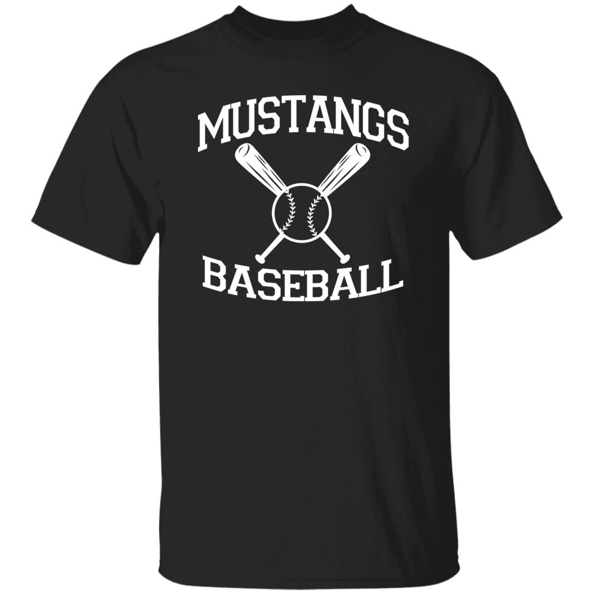 Mustangs Baseball White Print T-Shirt