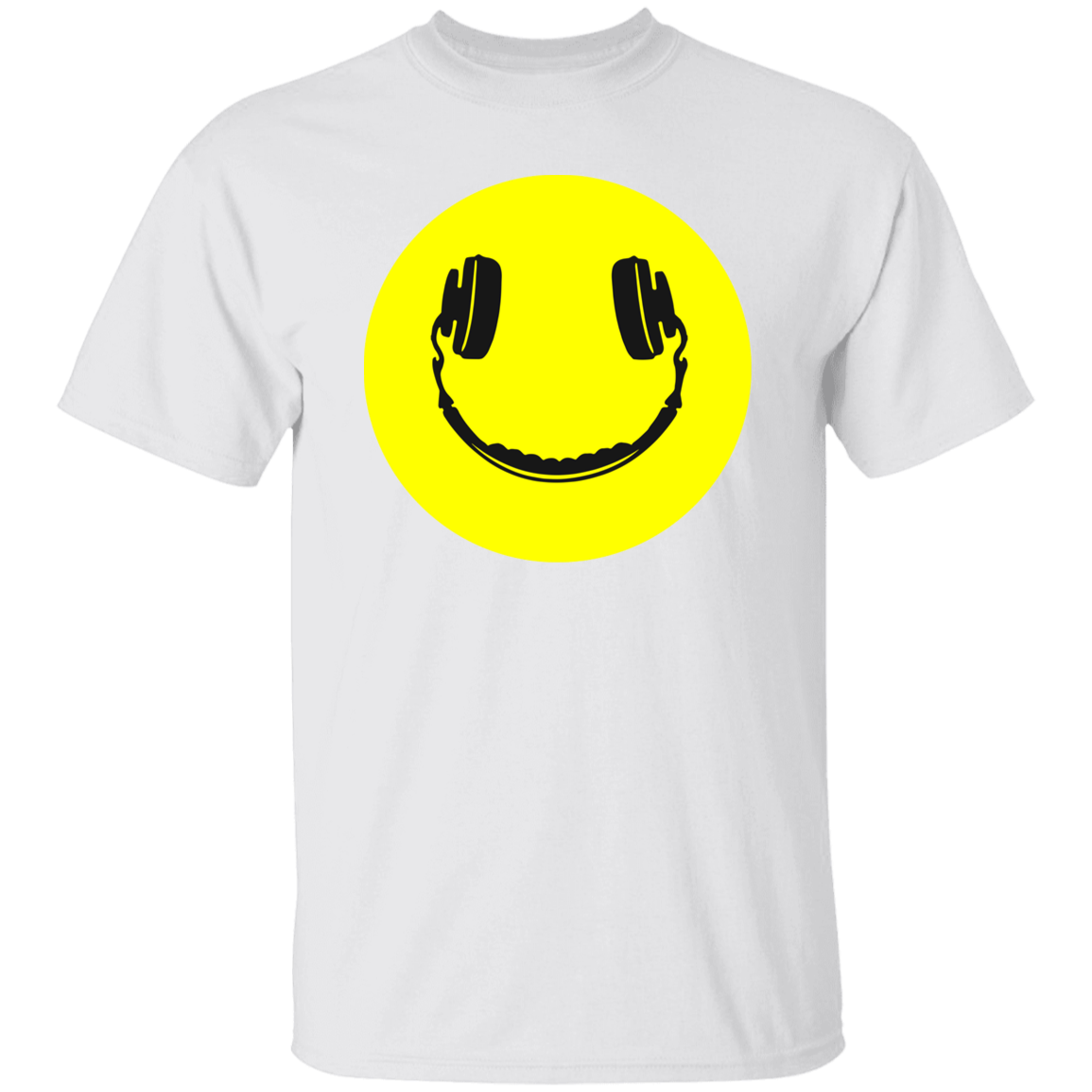 Yellow Smile Face Headphones T-Shirt
