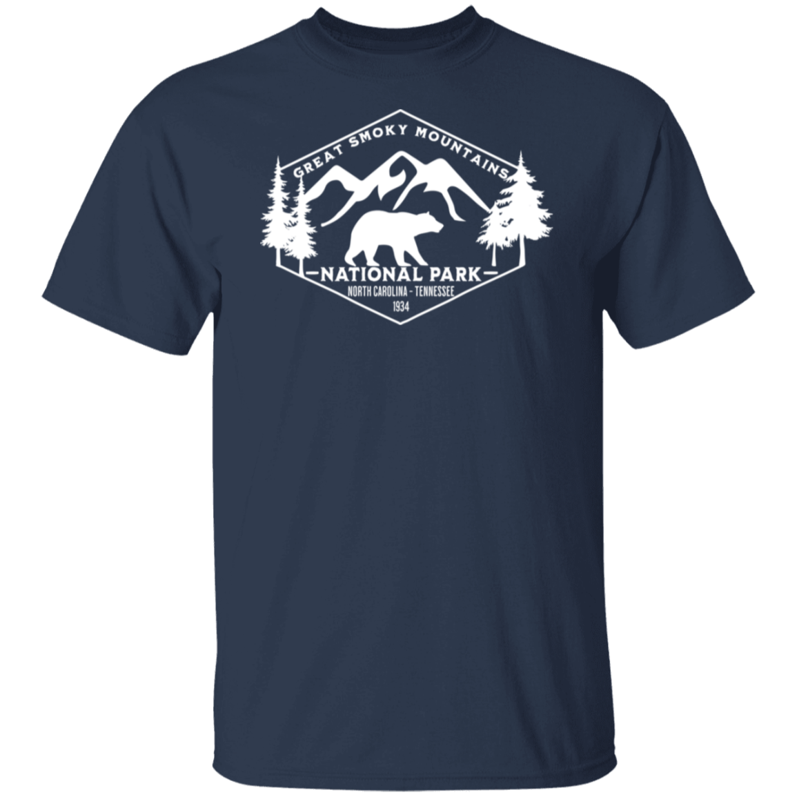 Great Smoky Mountains National Park Emblem White Print T-Shirt