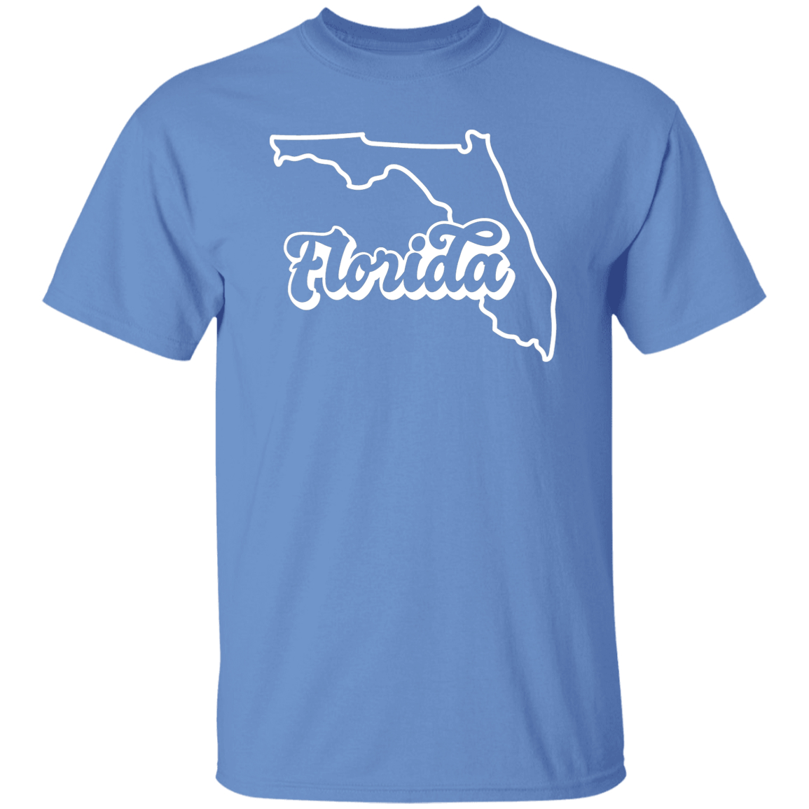 Florida State Outline White Print T-Shirt
