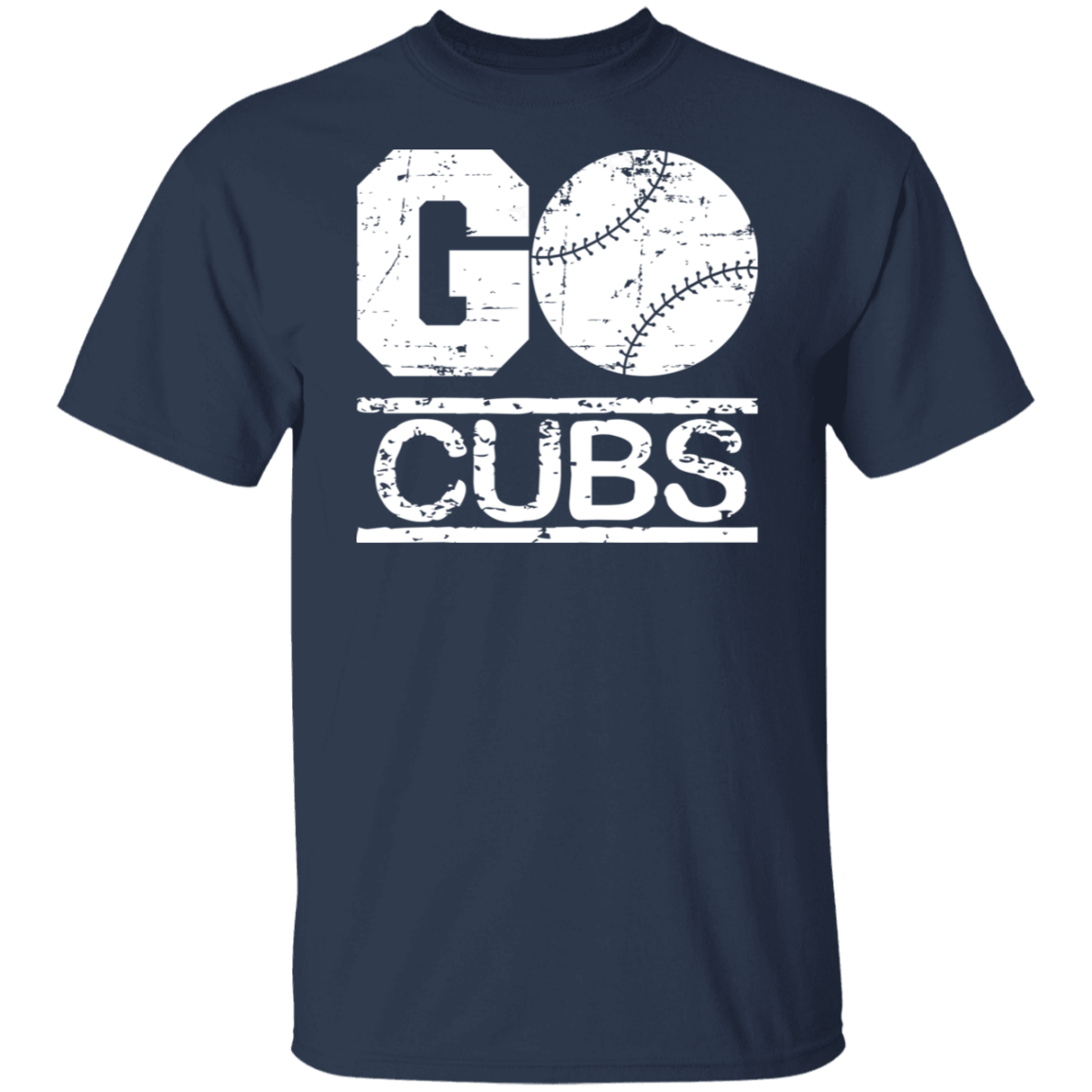 Go Cubs Baseball White Print T-Shirt