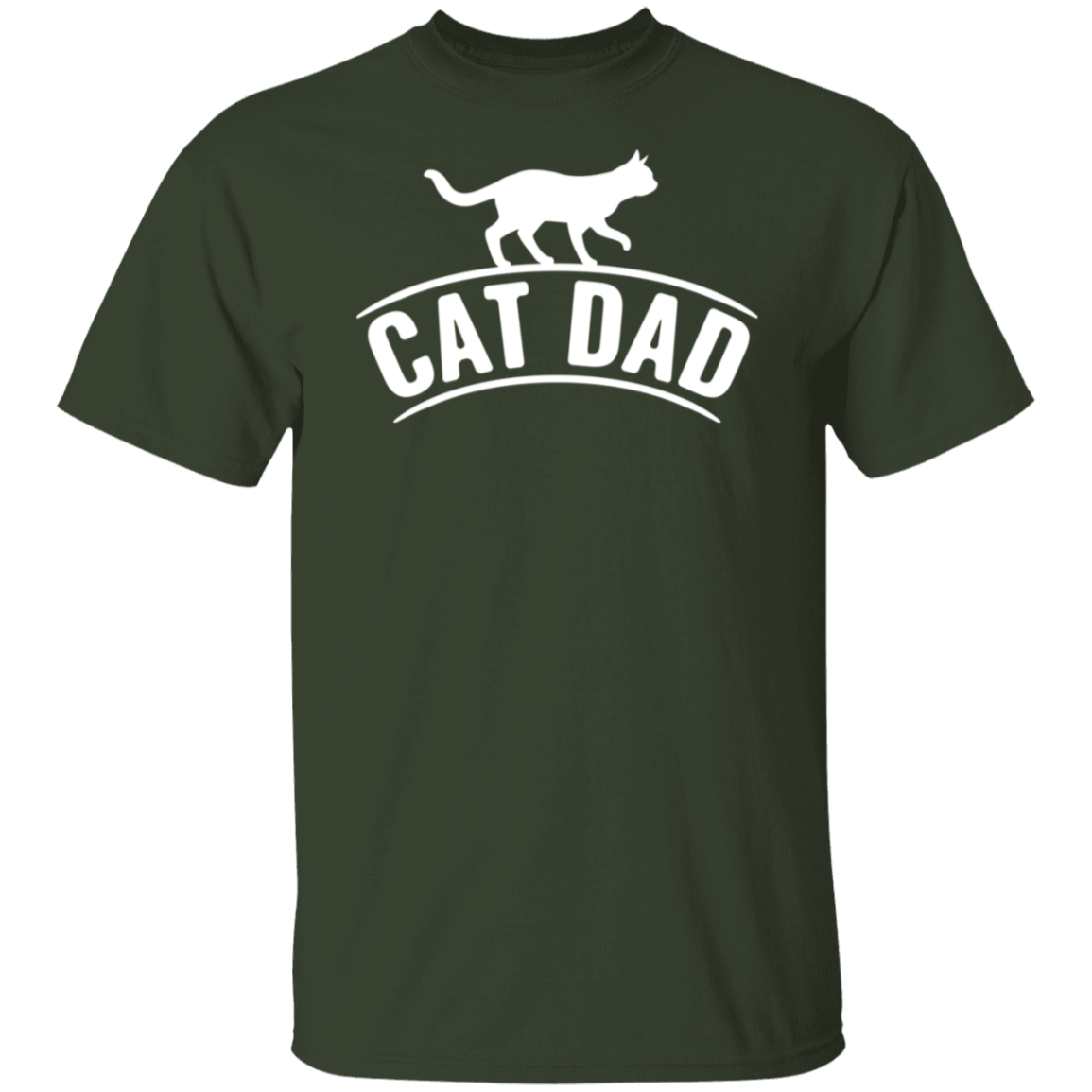 Cat Dad White Print T-Shirt