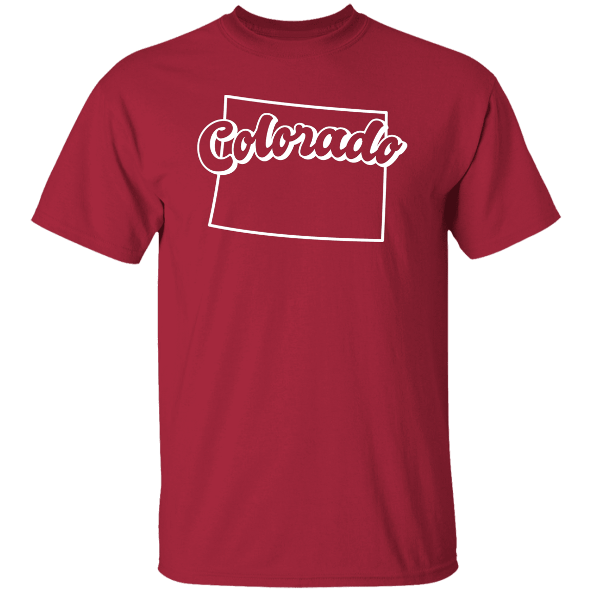 Colorado State Outline White Print T-Shirt