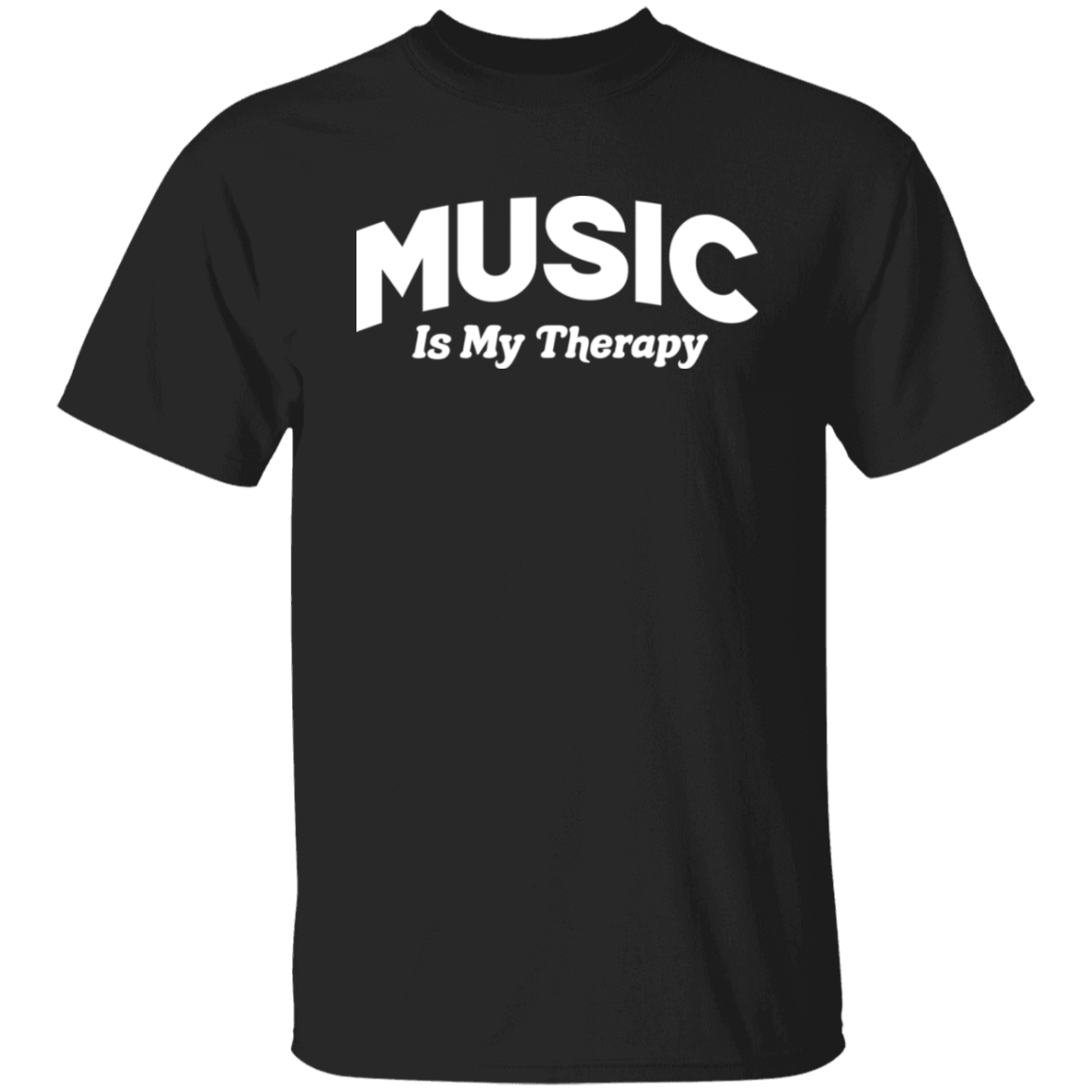 Music Is My Therapy White Print T-Shirt