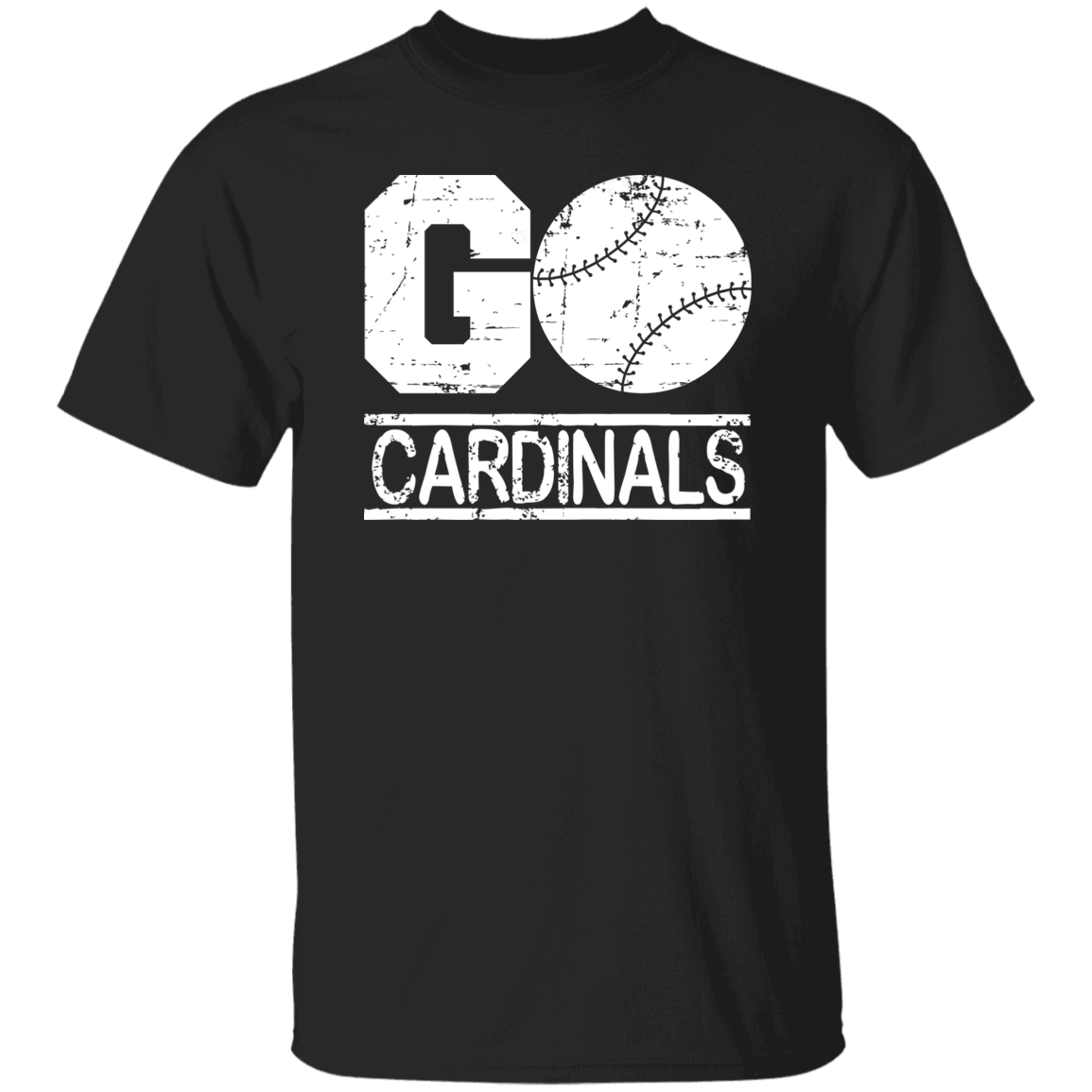 Go Cardinals Baseball White Print T-Shirt