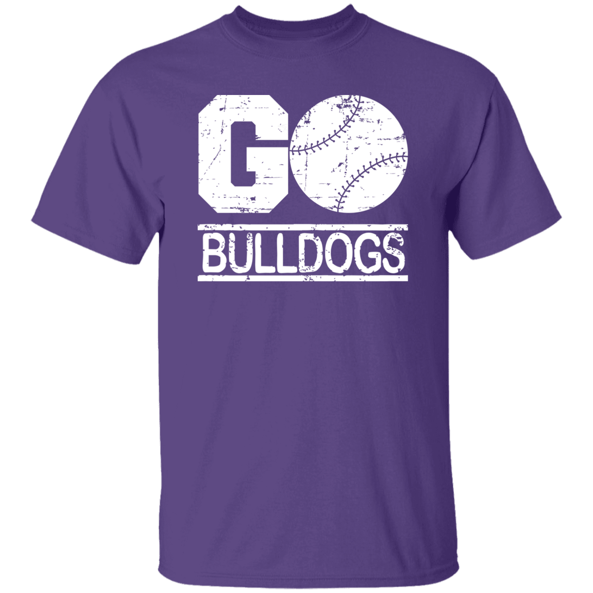 Go Bulldogs Baseball White Print T-Shirt