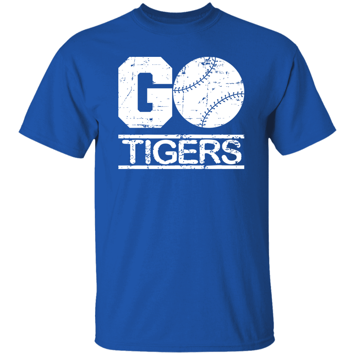 Go Tigers Baseball White Print T-Shirt
