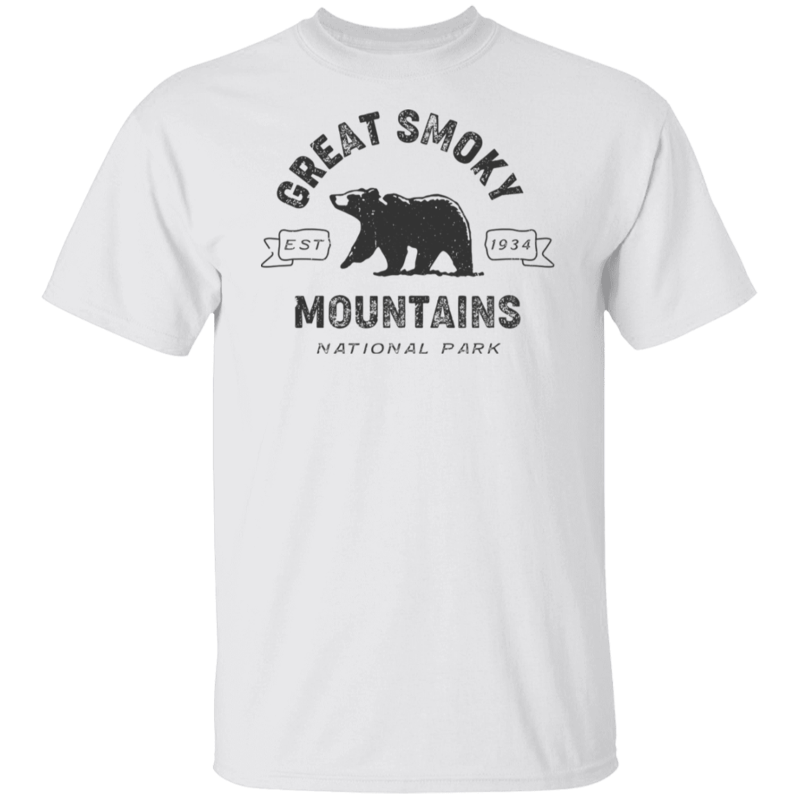Great Smoky Mountains Distressed Bear Charcoal Print T-Shirt