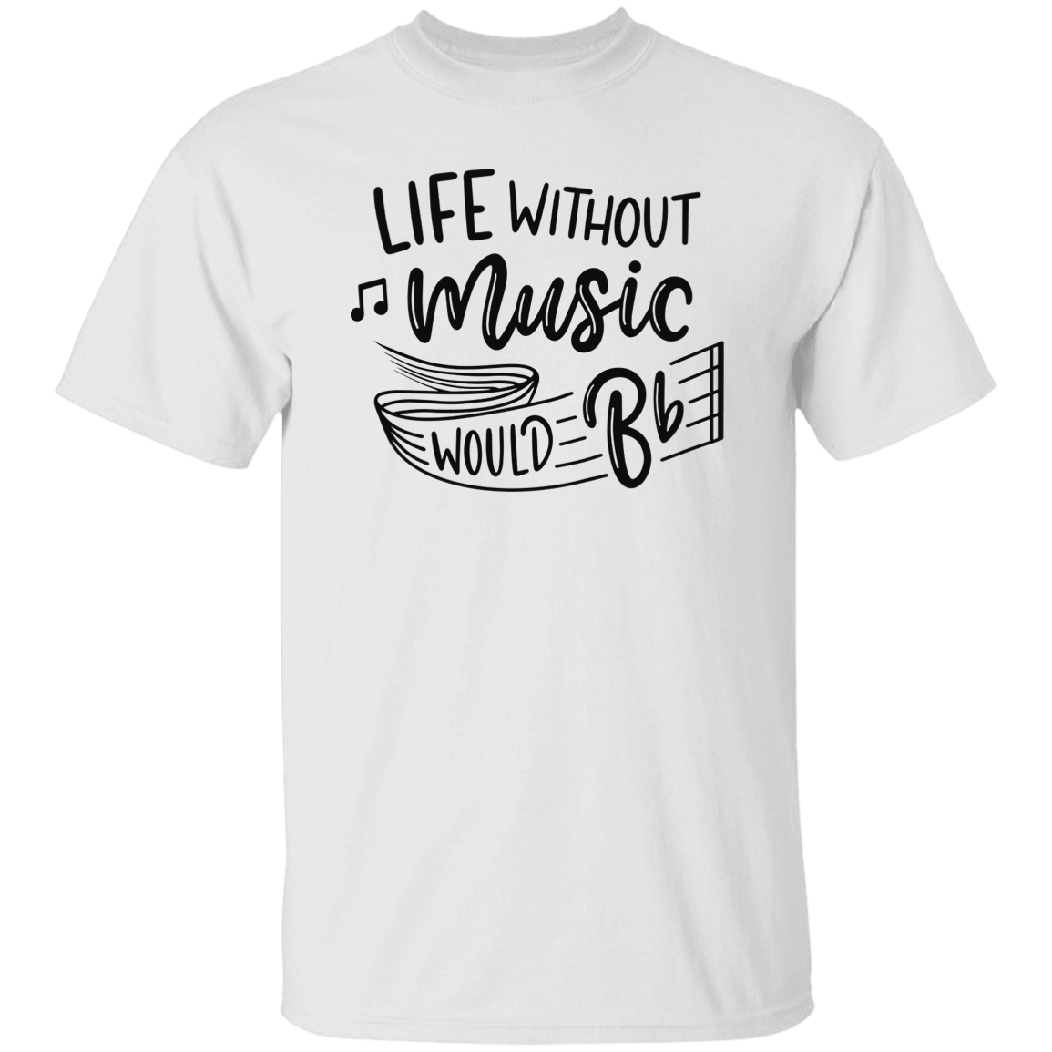 Life Without Music Would Be Flat Black Print T-Shirt