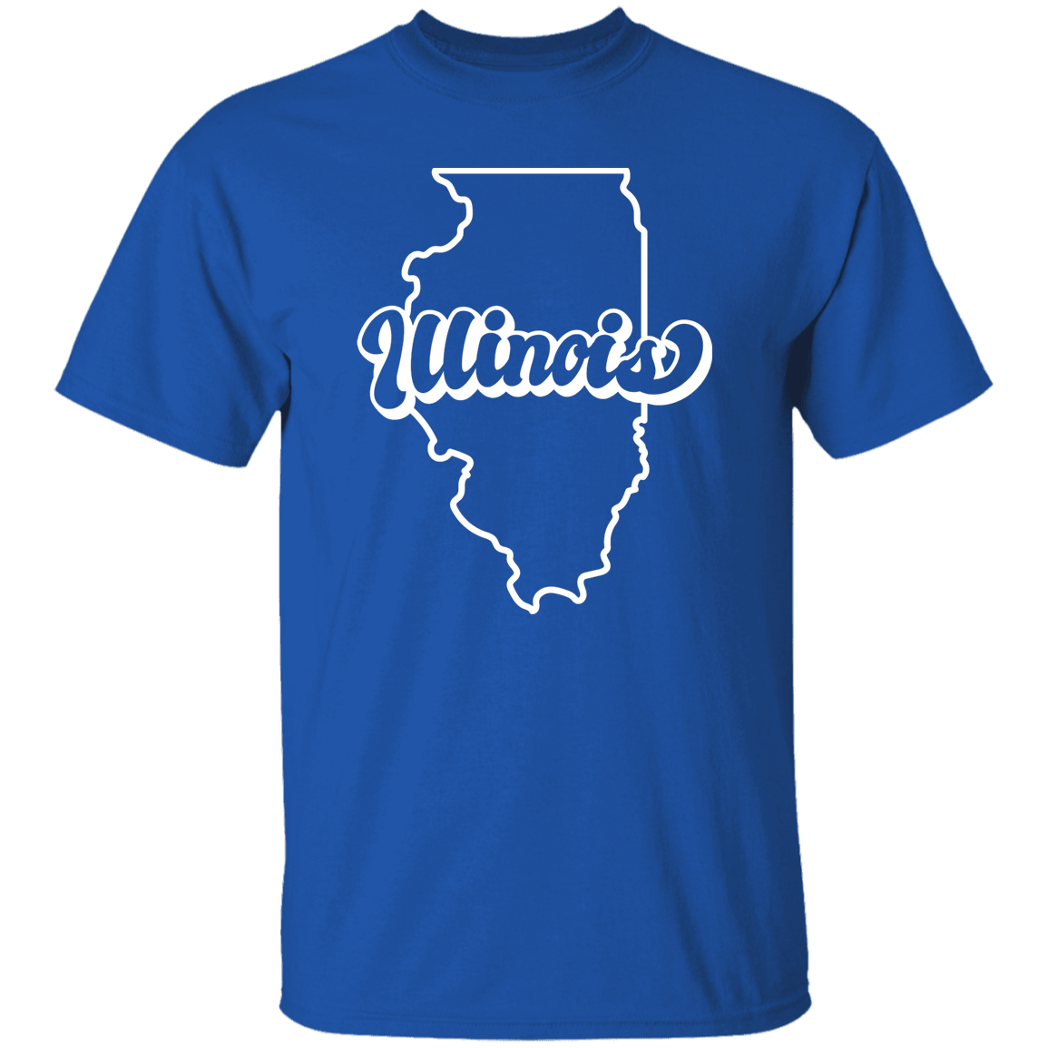 Illinois State Outline White Print T-Shirt