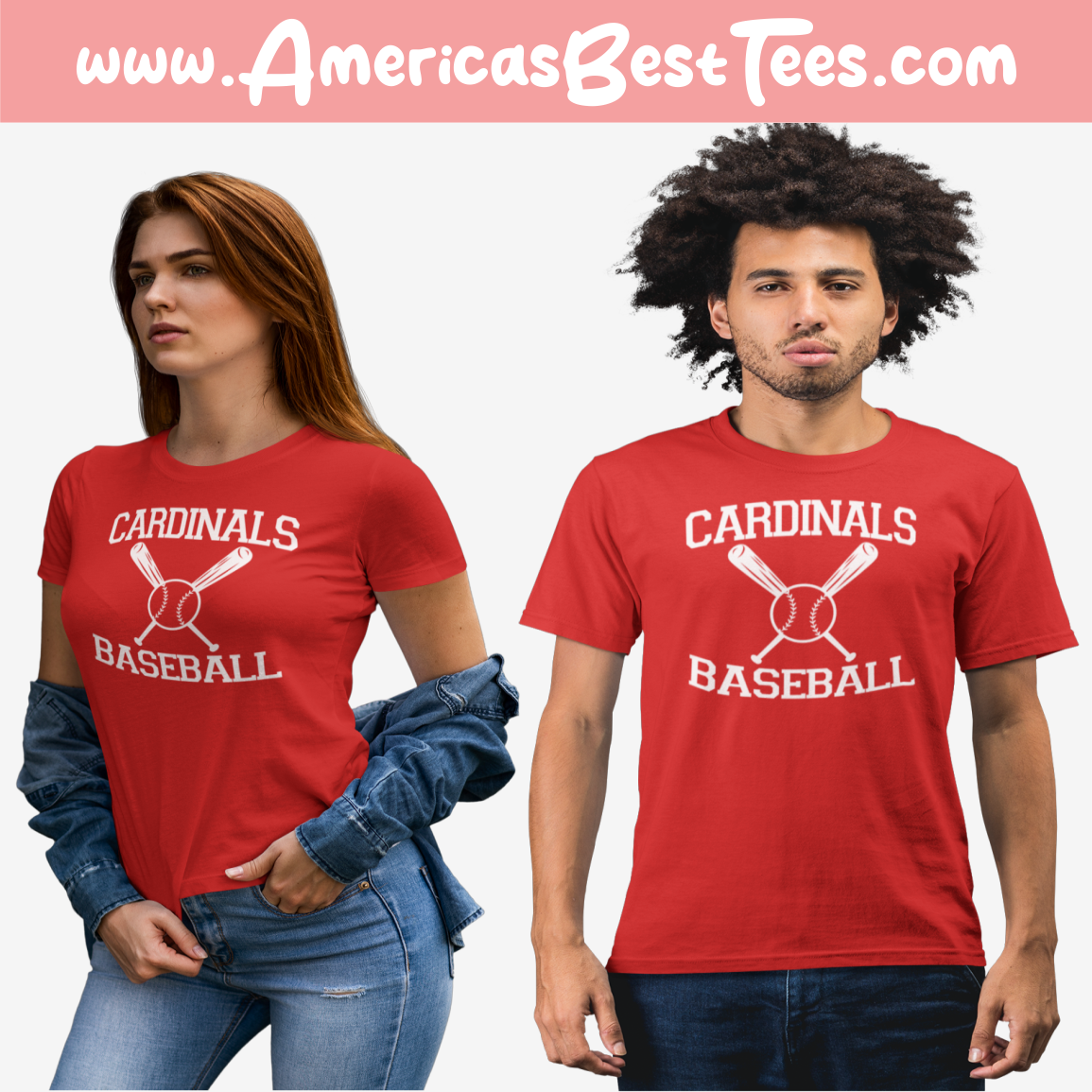Cardinals Baseball White Print T-Shirt