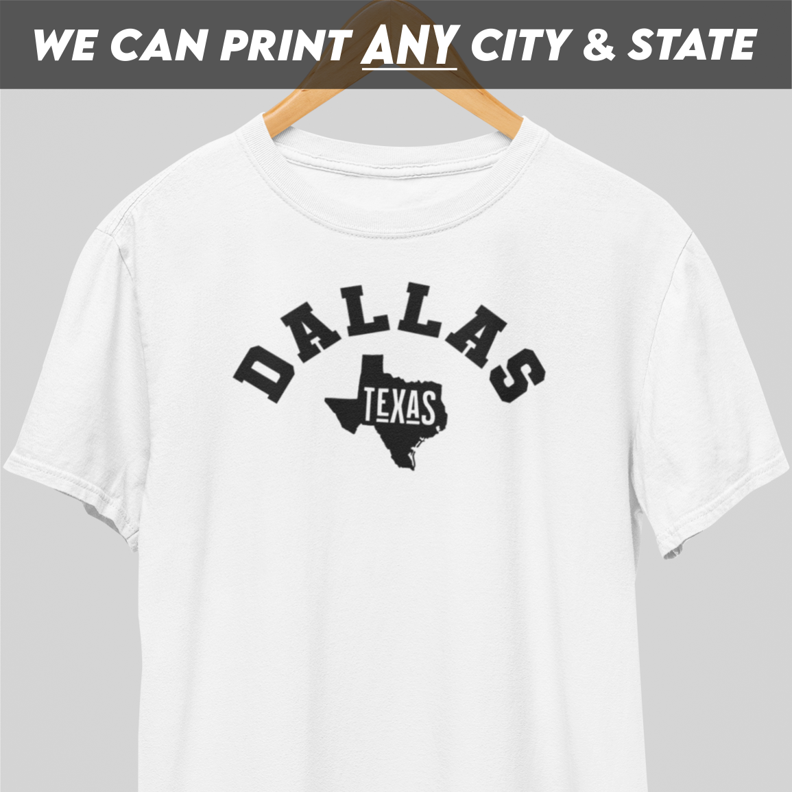 Dallas Texas Circular Black Print T-Shirt