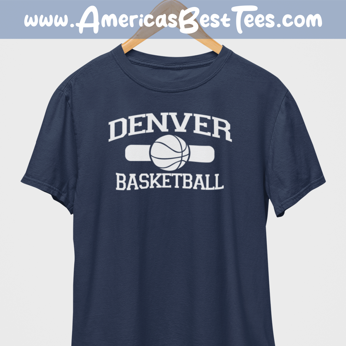 Denver Basketball White Print T-Shirt