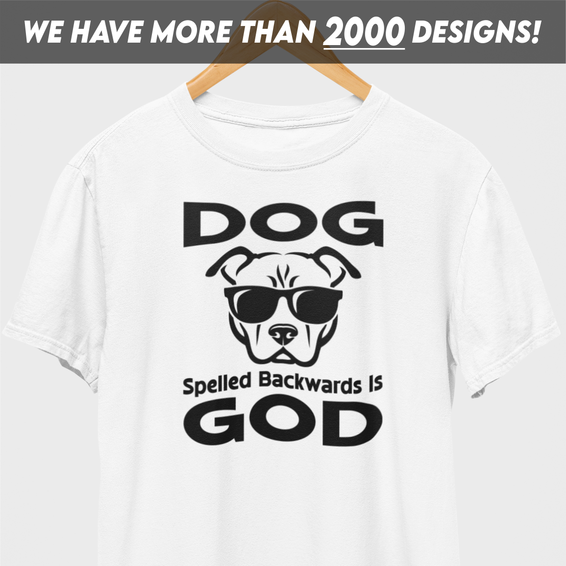 Dog Spelled Backwards Is God Black Print T-Shirt