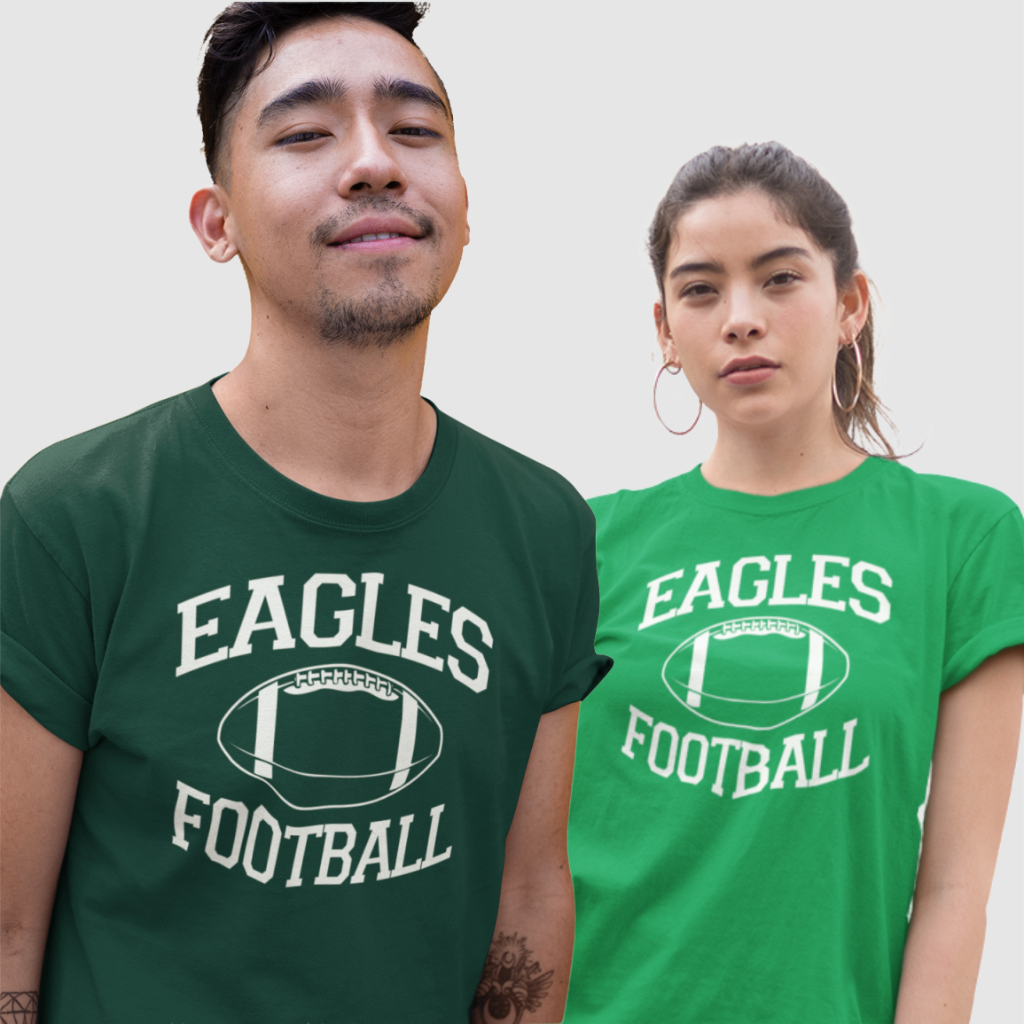 Eagles Football White Print T-Shirt