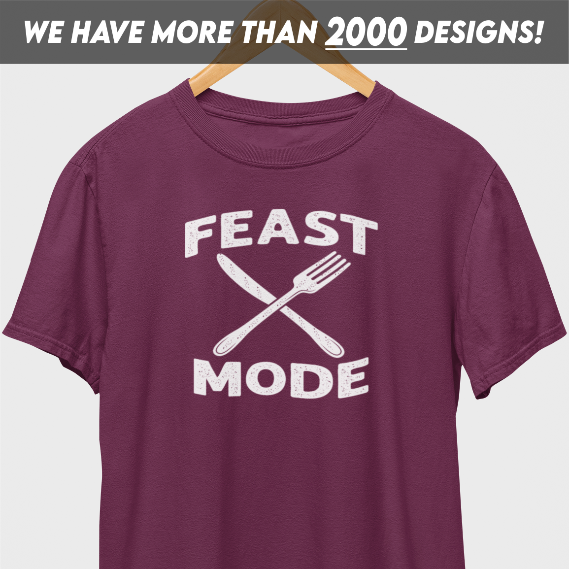 Feast Mode White Print T-Shirt