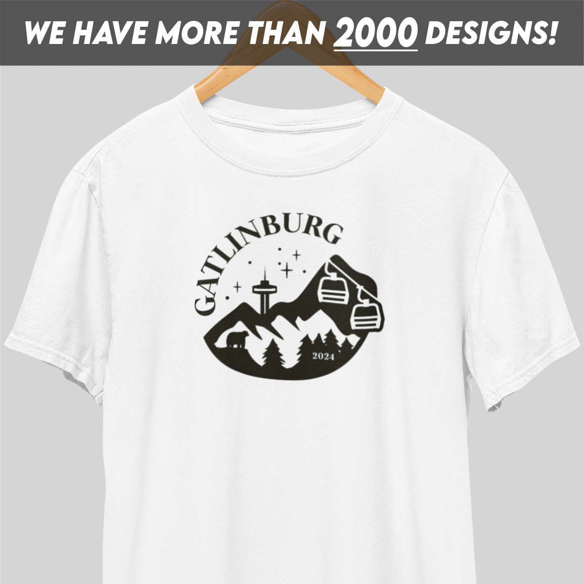 Gatlinburg Needle Skylift Black Print T-Shirt