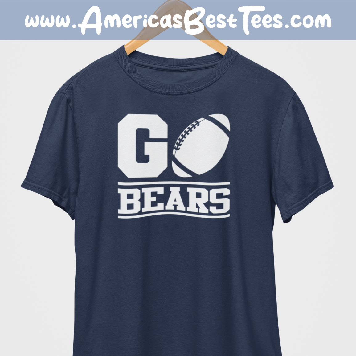 Go Bears Football White Print T-Shirt