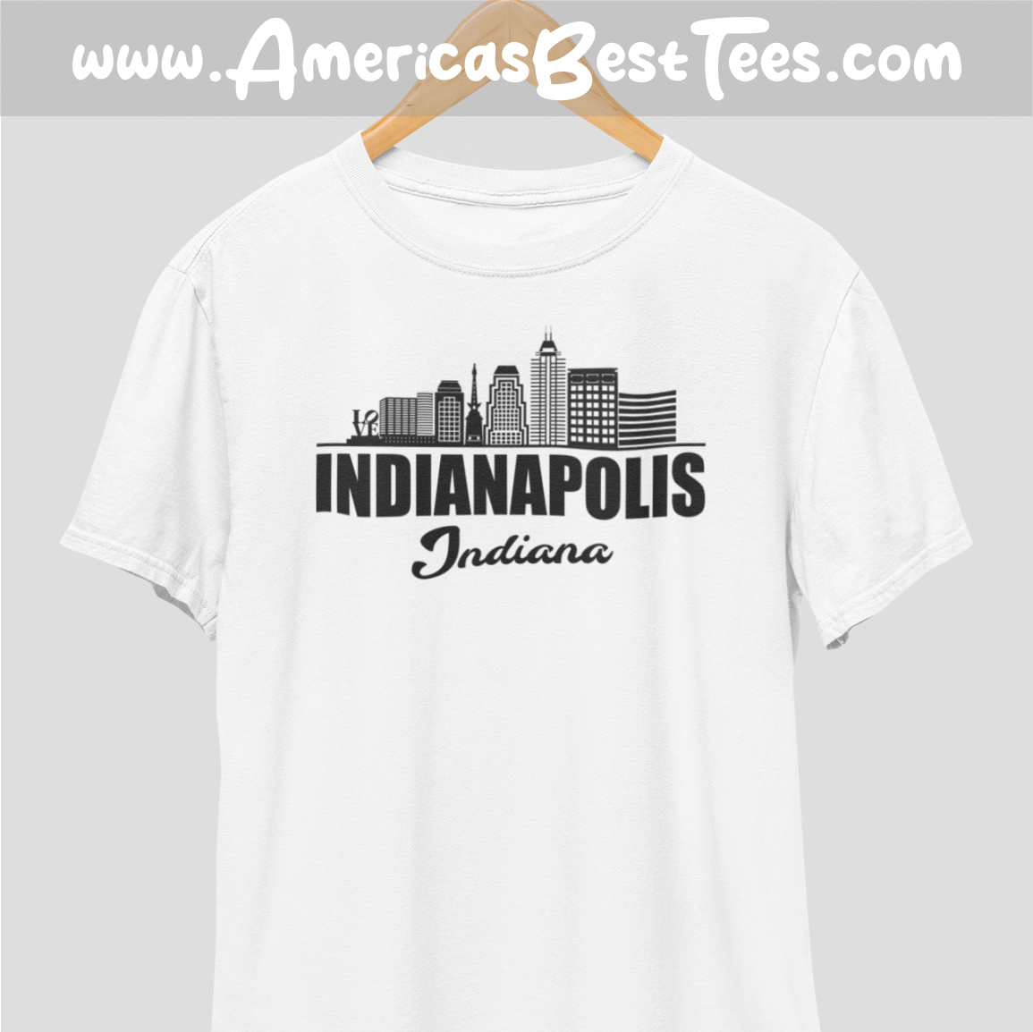 Indianapolis Indiana Skyline Black Print T-Shirt