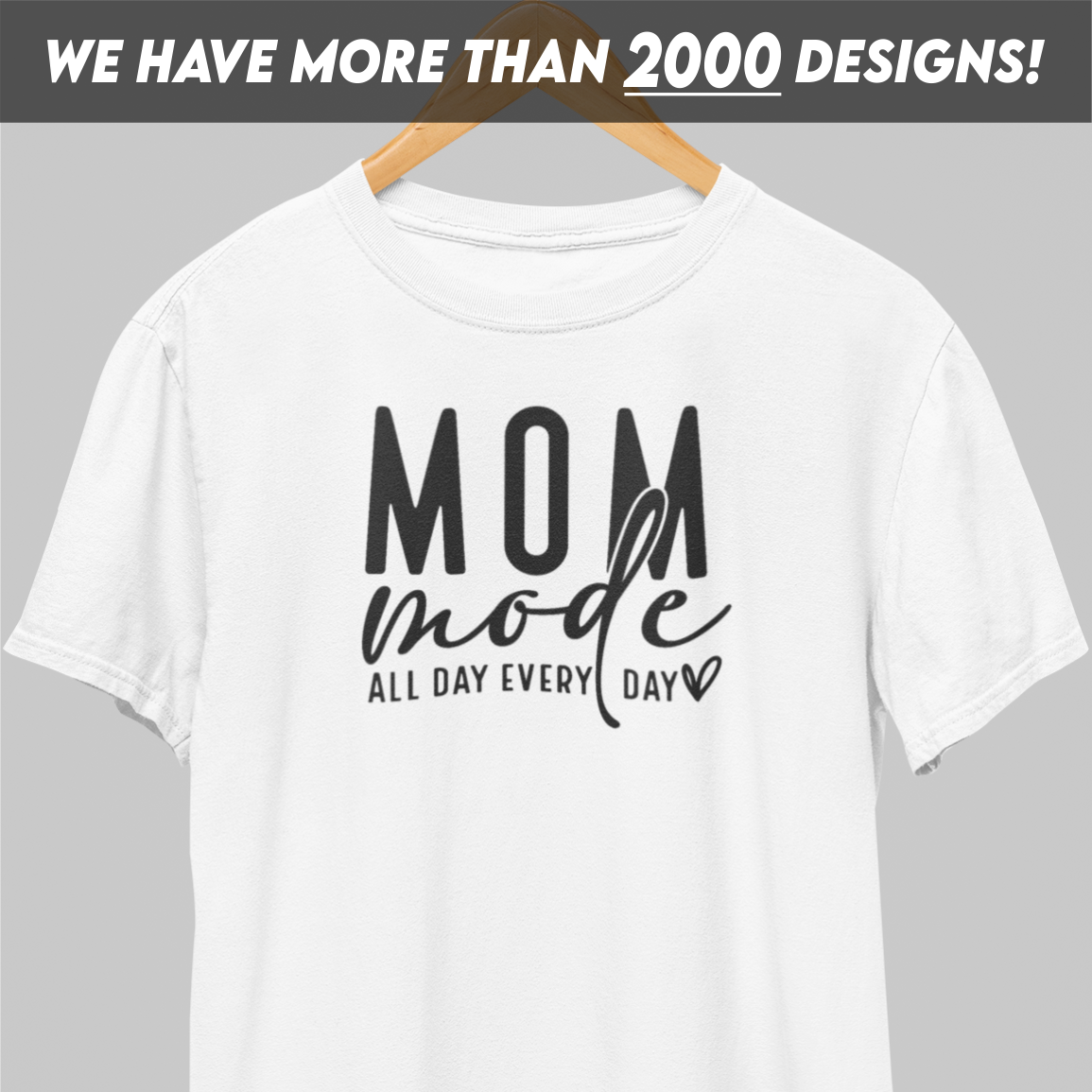 Mom Mode All Day Black Print T-Shirt