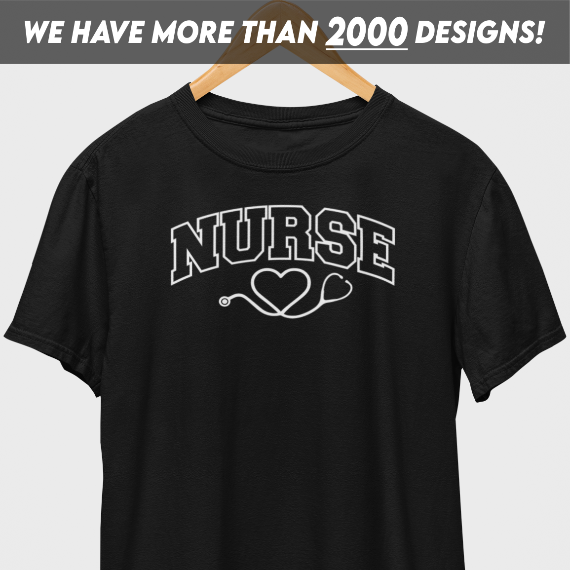 Nurse Heart White Print T-Shirt