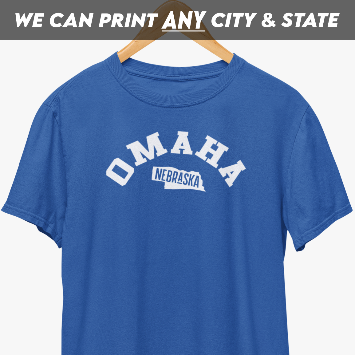 Omaha Nebraska Circular White Print T-Shirt
