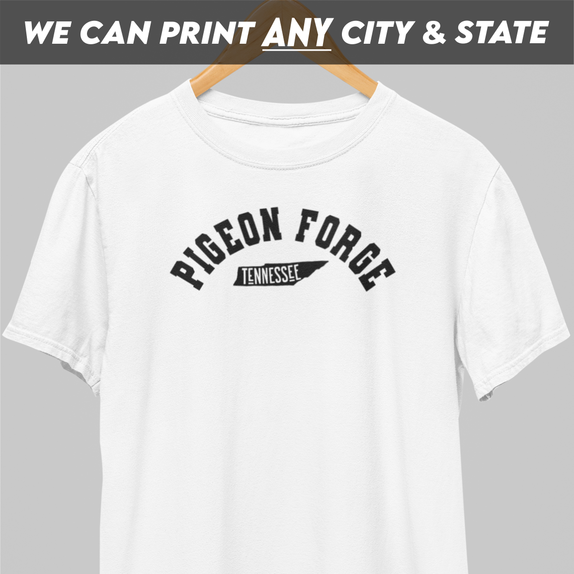 Pigeon Forge Tennessee Circular Black Print T-Shirt