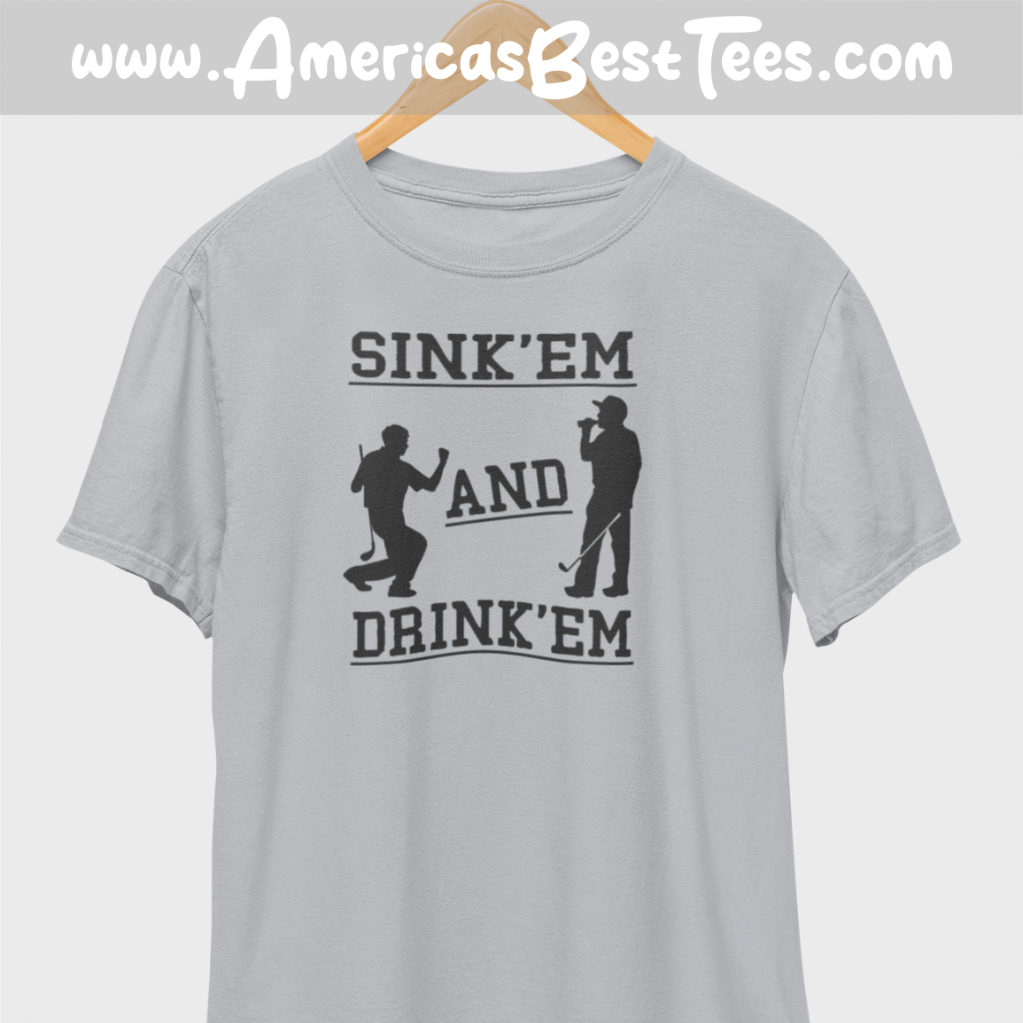 Sink'em And Drink'em Golf Black Print T-Shirt