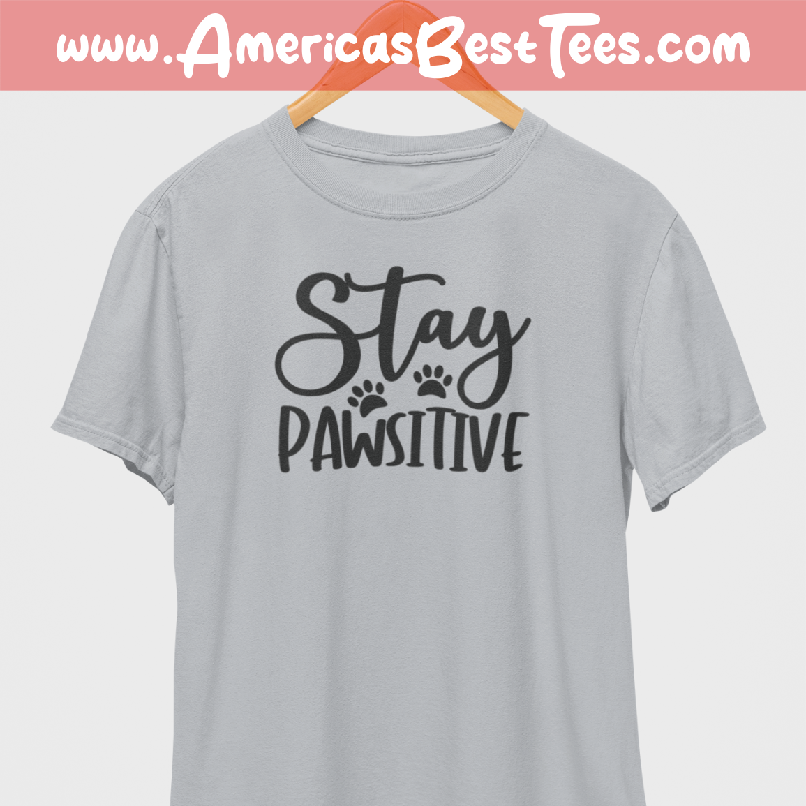 Stay Pawsitive Black Print T-Shirt