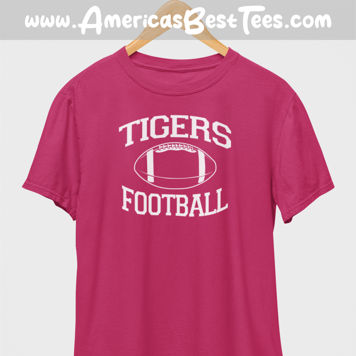 Tigers Football White Print T-Shirt